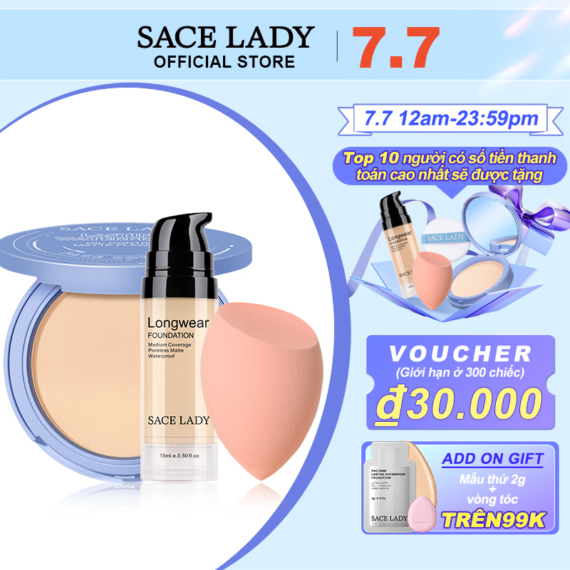 Set kem nền + phấn phủ SACE LADY giúp kiềm dầu và lâu trôi cao cấp chuyên dụng