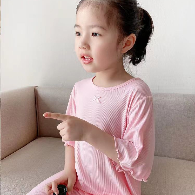 BABEPROUD Đồ ngủ pijama phong cách Hàn Quốc thời trang mùa hè cá tính cho bé gái 2-7 tuổi