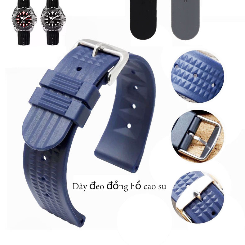 Dây Đeo Tay Thay Thế Bằng Cao Su Silicone 20mm 22mm Chống Nước Thông Dụng Cho Seiko