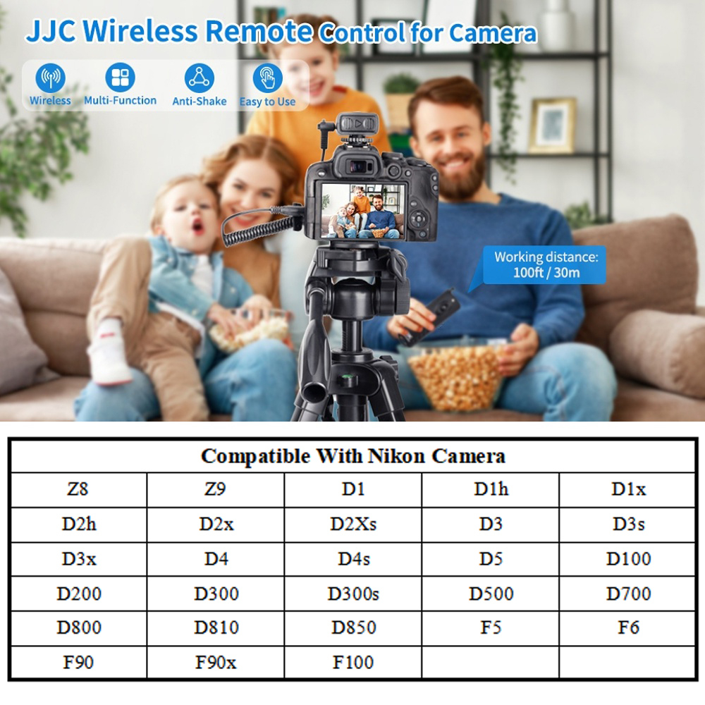 JJC JM-B Bộ nhả màn trập máy ảnh điều khiển từ xa không dây radio 16 kênh cho Nikon Z8 Z9 D850 D810 D800 D700 D1x F5 F6