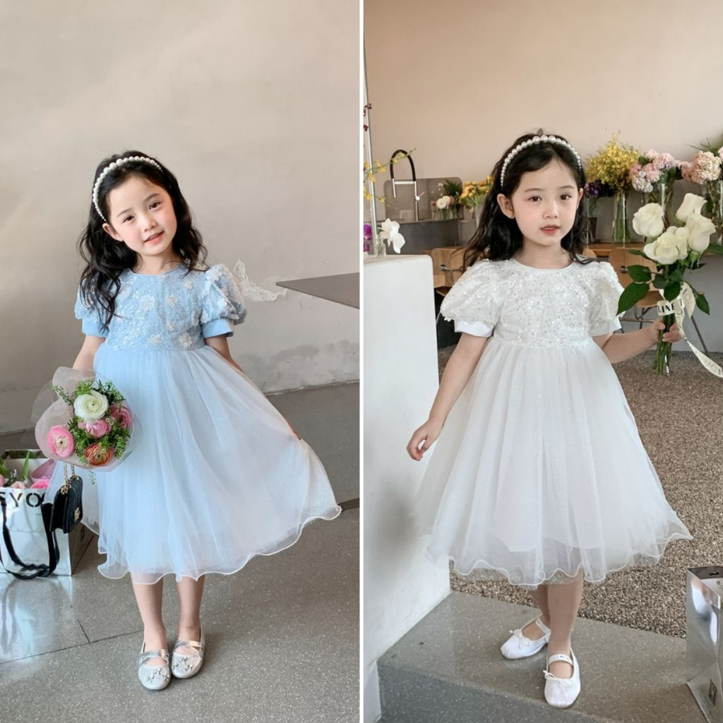 Đầm Công Chúa Tay Ngắn Ngọt Ngào Thời Trang Cho Bé Gái 1-10 Tuổi