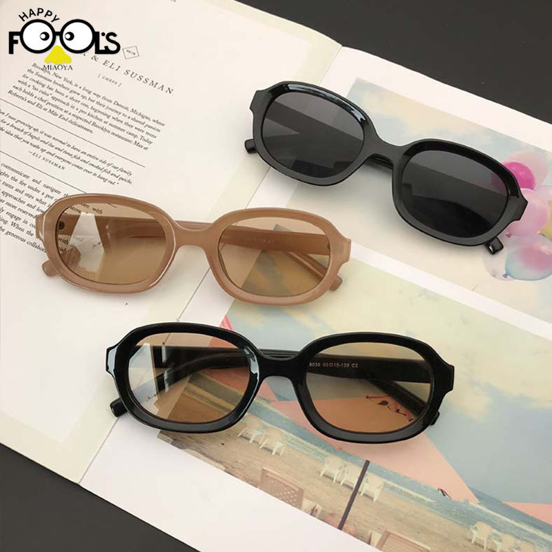 Kính Mát Gọng oval Nhỏ Chống Tia UV Màu Đen / Nâu / Hồng Thời Trang Cho Nữ
