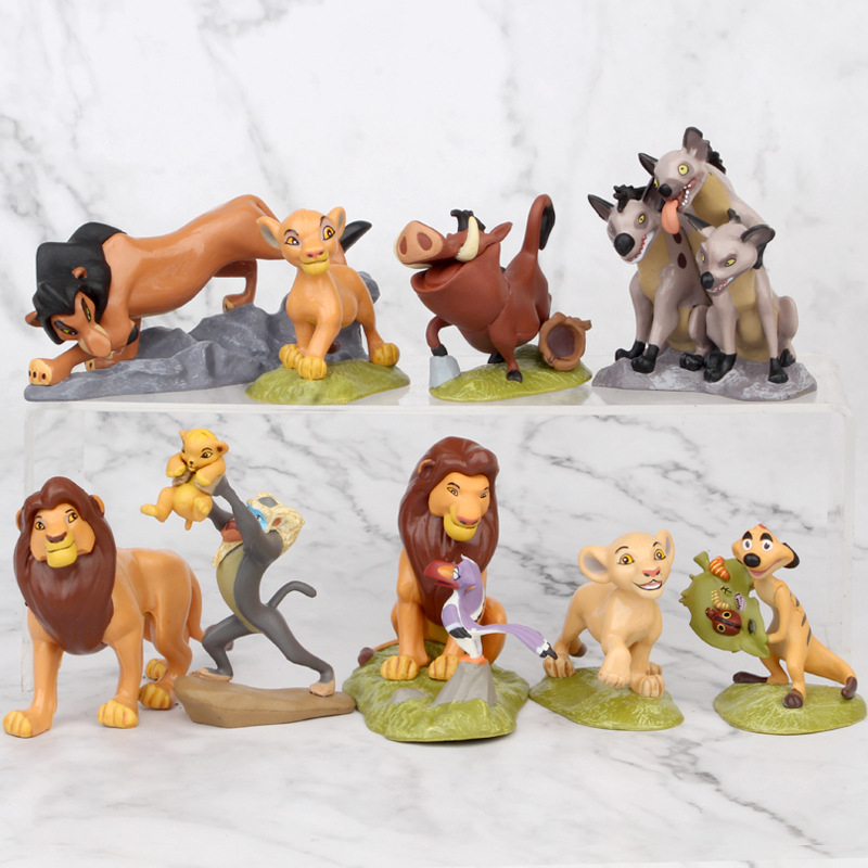 DISNEY Set 9 Mô Hình Nhân Vật Phim The Lion King Mufasa Rafiki Sarabi Simba Scar Hyena Nala Timon Pumbaa 6-9cm Trang Trí Bánh Kem