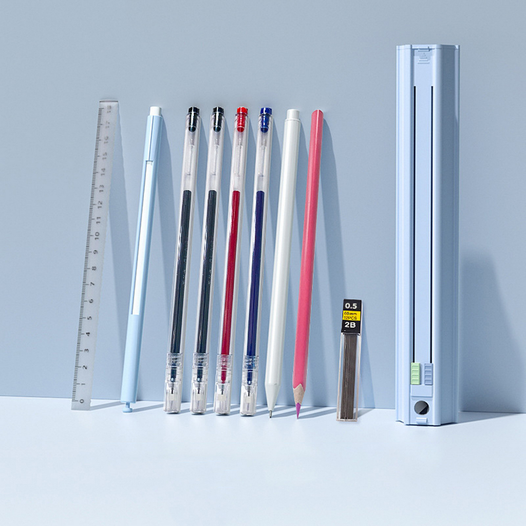 1 Bộ Hộp Đựng Bút 6 Bút Chì 1 Thước 1 Thước Đa Năng Hình Lục Giác Cho Bé