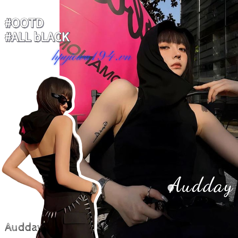 Audday Áo Hoodie Không Tay Có Túi Sau Lưng Phong Cách doomsday 2023 Cho Nữ