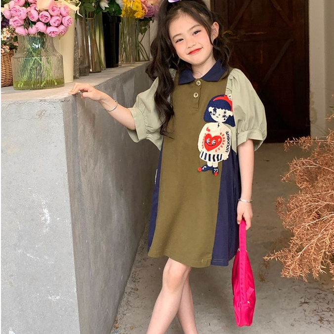 2023 Áo Thun Polo Tay Ngắn Phong Cách Hàn Quốc Thời Trang Mùa Hè Mới Dành Cho Bé Gái