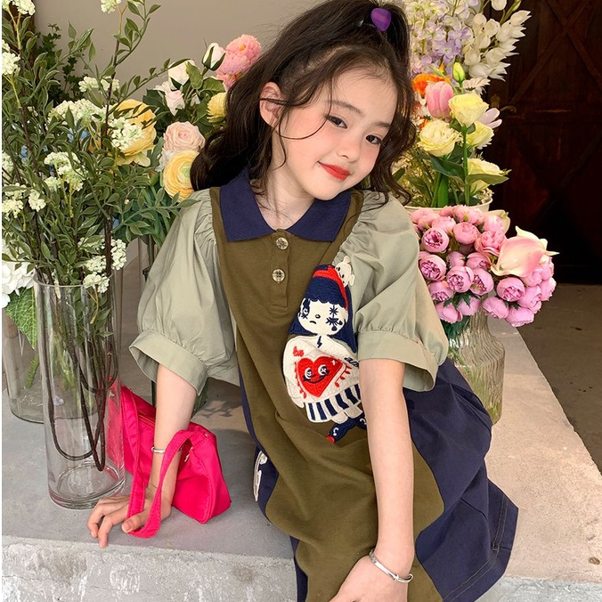 2023 Áo Thun Polo Tay Ngắn Phong Cách Hàn Quốc Thời Trang Mùa Hè Mới Dành Cho Bé Gái