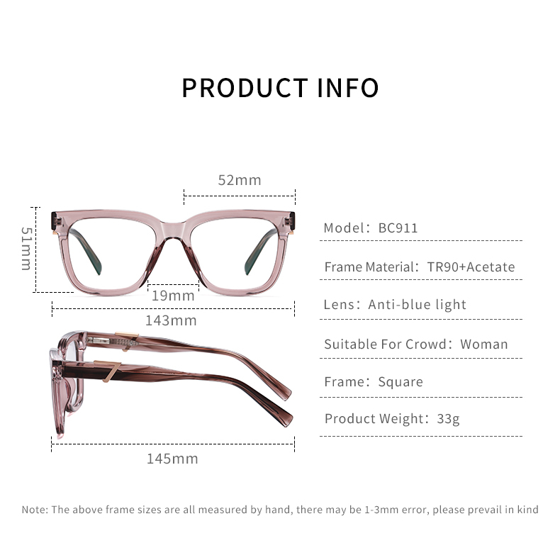 Mắt Kính Chống Ánh Sáng Xanh Hình Vuông Thời Trang Cho Nữ AE1528