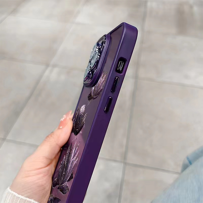 Ốp Điện Thoại Cứng Họa Tiết Hoa Trà Tím Cho iphone 15promax / 14promax / 12promax / 13 promax / 14 plus / 14 / 13 / 12 / 11