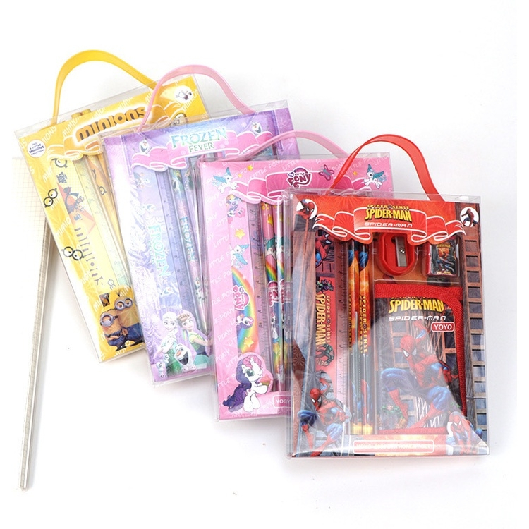 Bộ 5 Món Đồ Dùng Học Tập Họa Tiết Hoạt Hình Dễ Thương WJ016