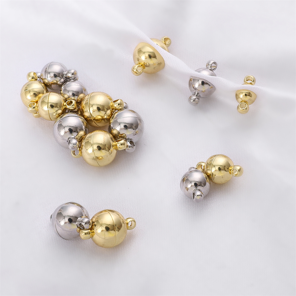 1 Khóa Nam Châm Mạ Vàng / Bạc 14k 6 / 8 / 10mm Dùng Làm Trang Sức Thủ Công DIY