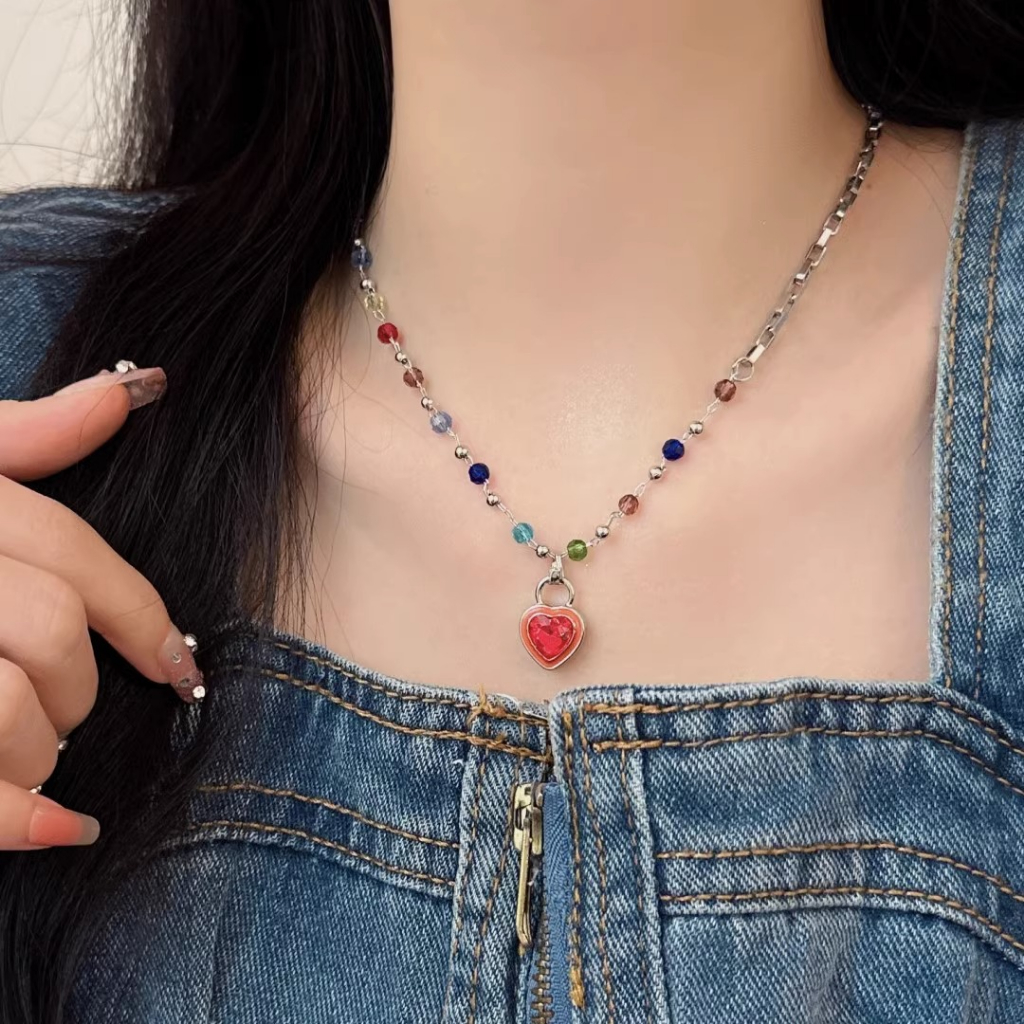 Vòng cổ Xỏ Hạt Nhiều Màu Sắc Phong Cách Hàn Quốc Thời Trang Cho Nữ Y2K