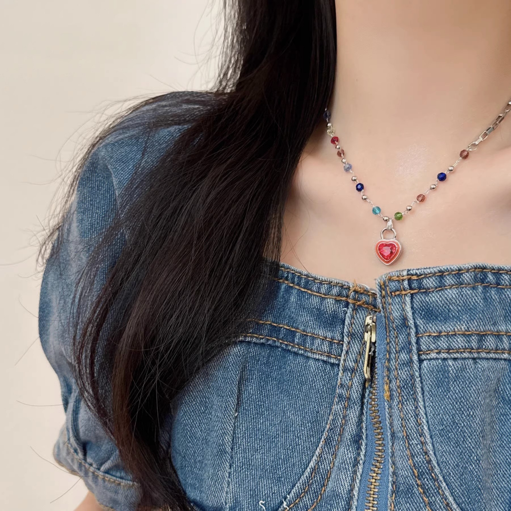 Vòng cổ Xỏ Hạt Nhiều Màu Sắc Phong Cách Hàn Quốc Thời Trang Cho Nữ Y2K