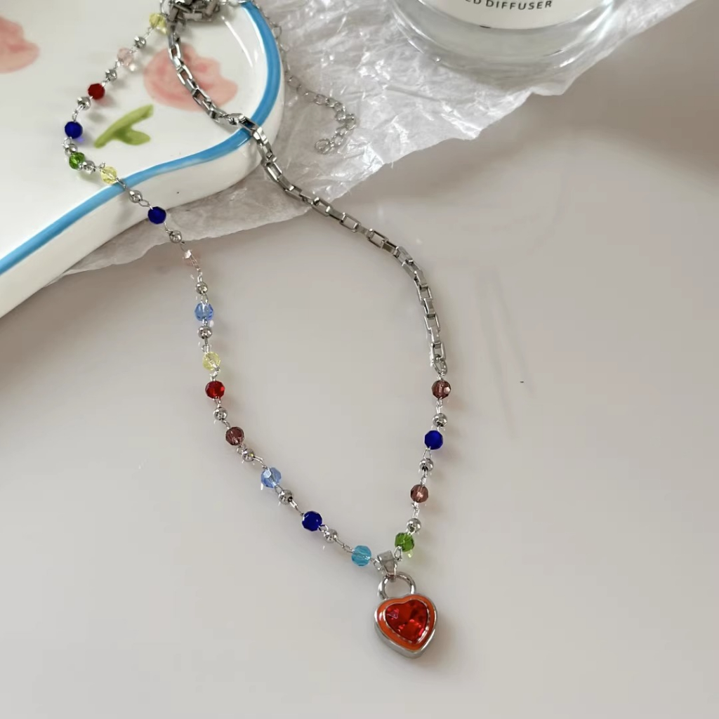 Vòng cổ Xỏ Hạt Nhiều Màu Sắc Phong Cách Hàn Quốc Thời Trang Cho Nữ Y2K