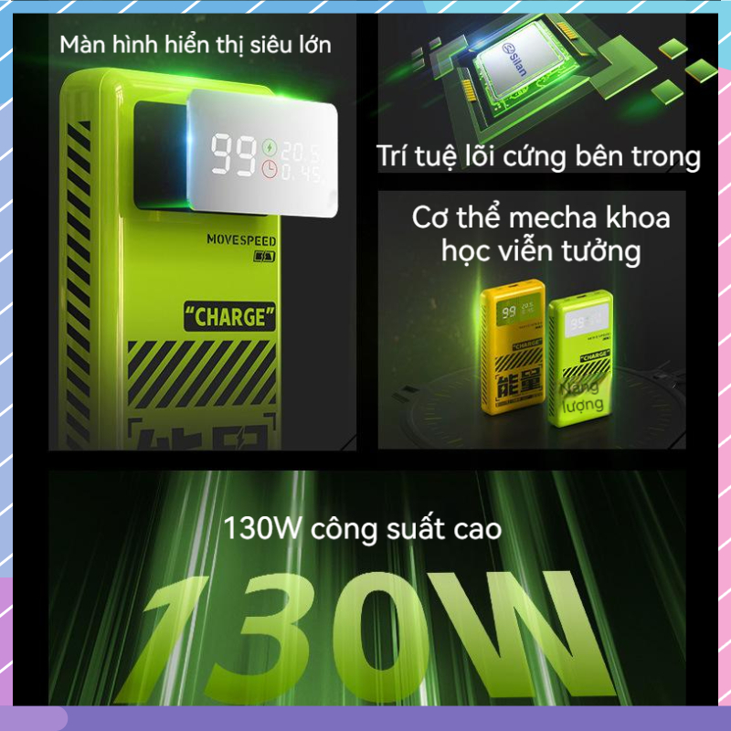Pin Sạc Dự Phòng Kỹ Thuật Số 130W 25000mAh Công Suất Cao Có Thể Sạc Lại Cho Samsung / millet / oppo / vivo