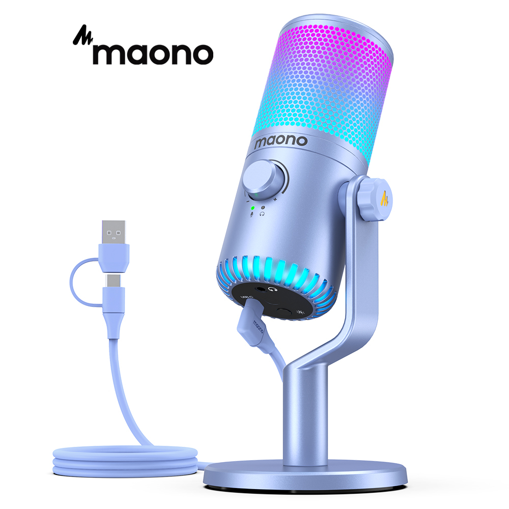 Micro USB MAONO DM30 RGB-Màu tím Mic Thu Âm Cho điện thoại di động karaoke/PC