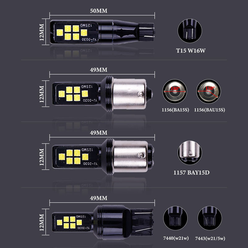 Đèn Led Phanh Xe Ô Tô Py21W P21W Py21W P21 / 5w Led T20 1157 Bay15D Ba15S 7440 W21W T15 Bau15S 3030