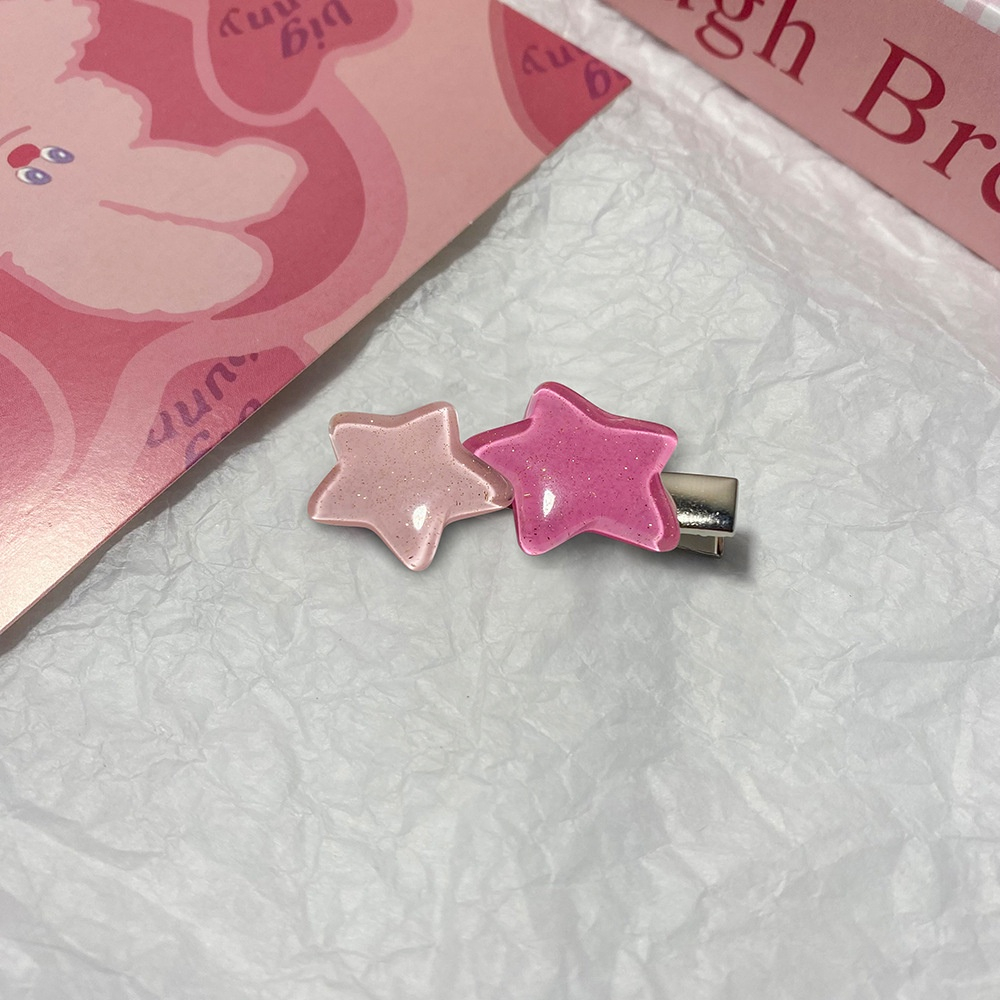 Kẹp Tóc Hình Ngôi Sao Năm Cánh Màu Phấn Lấp Lánh Dễ Thương Cho Bé Gái