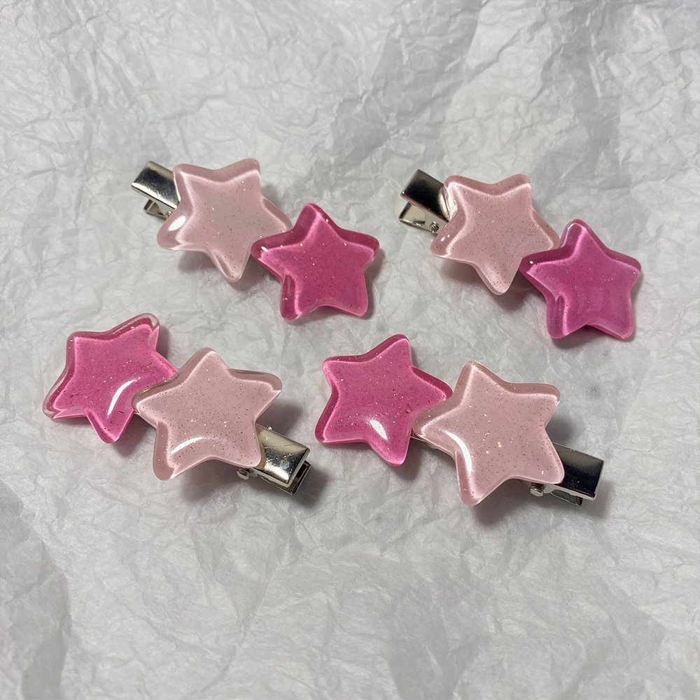 Kẹp Tóc Hình Ngôi Sao Năm Cánh Màu Phấn Lấp Lánh Dễ Thương Cho Bé Gái