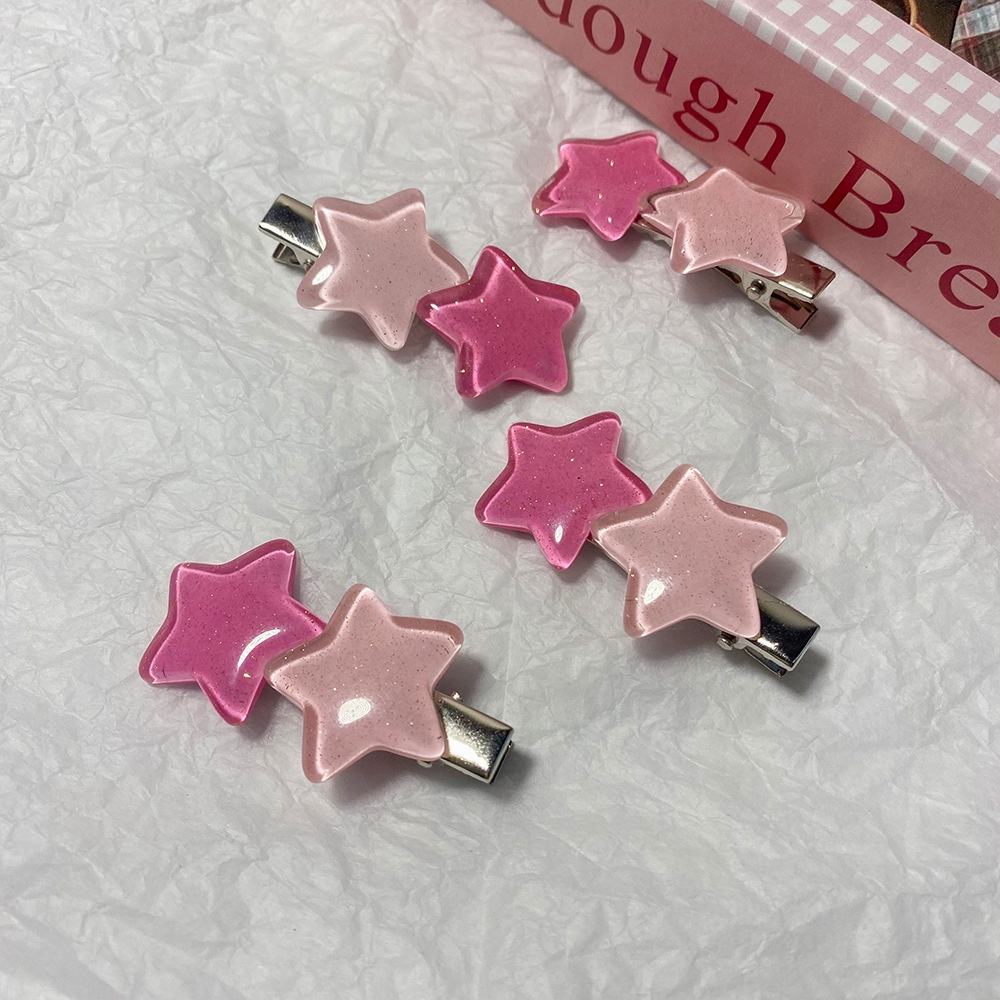 Kẹp Tóc Hình Ngôi Sao Năm Cánh Màu Phấn Lấp Lánh Dễ Thương Cho Bé Gái