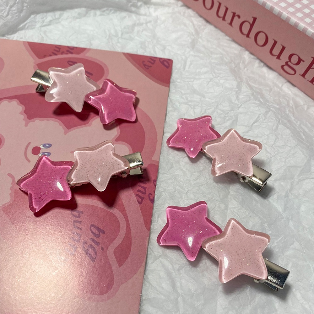 Kẹp Tóc Hình Ngôi Sao Năm Cánh Màu Phấn Lấp Lánh Dễ Thương Cho Bé Gái