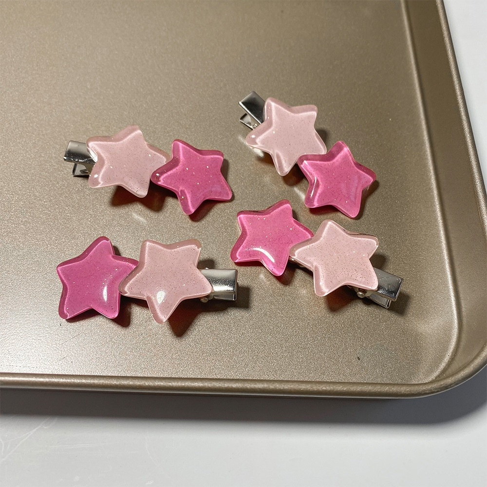 Kẹp Tóc Hình Ngôi Sao Năm Cánh Màu Phấn Lấp Lánh Dễ Thương Cho Bé Gái