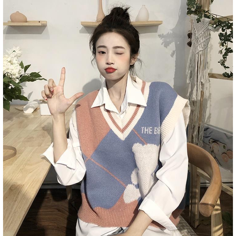 Áo Khoác Len Không Tay Thiết Kế Mới Thời Trang Theo Phong Cách Retro Cho Nữ