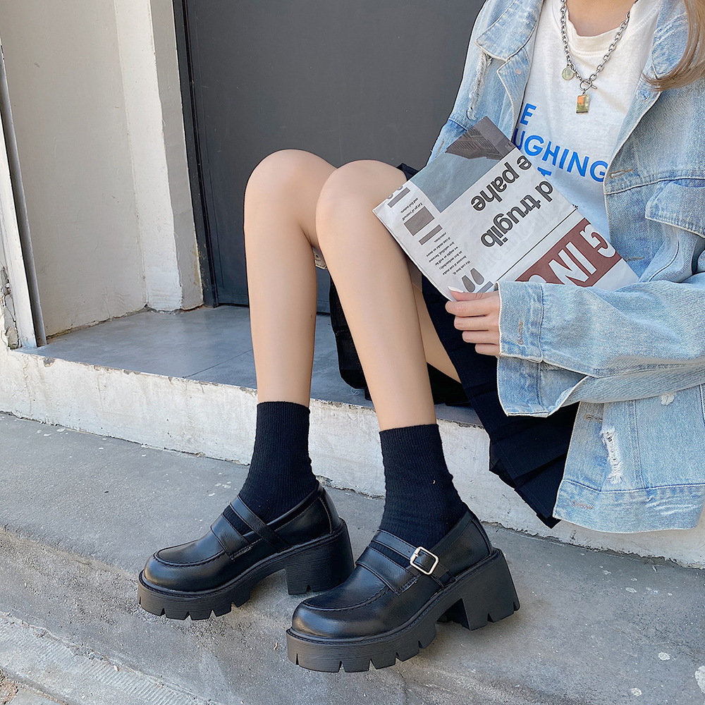 One more shoes⭐Giày Da Mũi Tròn Đế Dày Phong Cách Mary Jane Cổ Điển Hàn Quốc Dành Cho Nữ