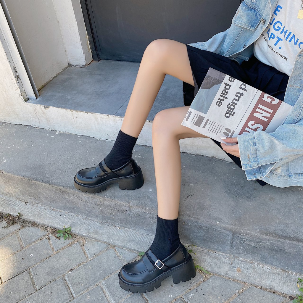 One more shoes⭐Giày Da Mũi Tròn Đế Dày Phong Cách Mary Jane Cổ Điển Hàn Quốc Dành Cho Nữ