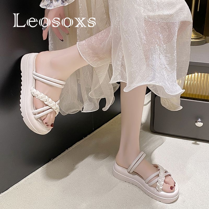Leosoxs dép sandal nữ dép nữ dép bánh mì nữ dép bánh mì Chống Trượt 070504