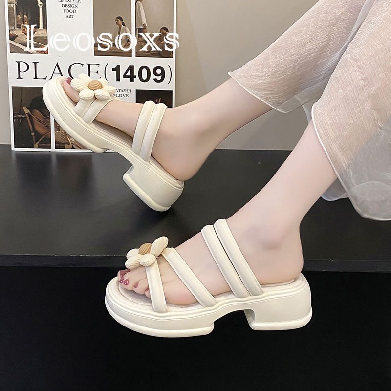 Leosoxs dép sandal nữ dép nữ dép bánh mì nữ dép bánh mì Chống Trượt 070507