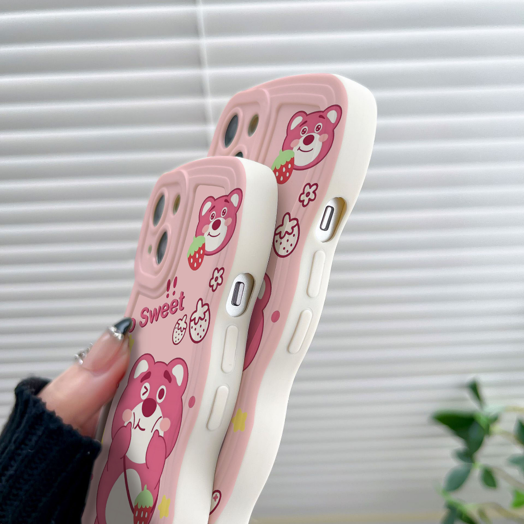 Ốp Điện Thoại Hình Gấu Hồng Và Dâu Tây Mini Cho iPhone 6s 7 8 6P 8Plus 11 12Pro 13 14Promax X XR XS Max 12 13