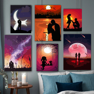 Tranh sơn dầu kỹ thuật số 40x50cm khung hoàng hôn và hoàng hôn 23680cm