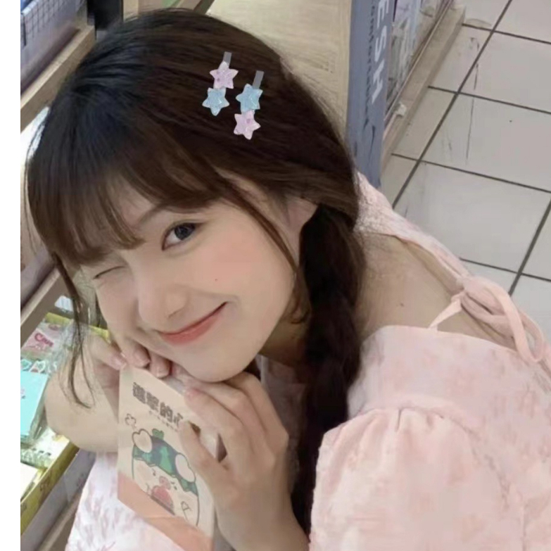 Kẹp Tóc Hình Ngôi Sao Năm Cánh Màu Phấn Lấp Lánh Dễ Thương Cho Bé Gái