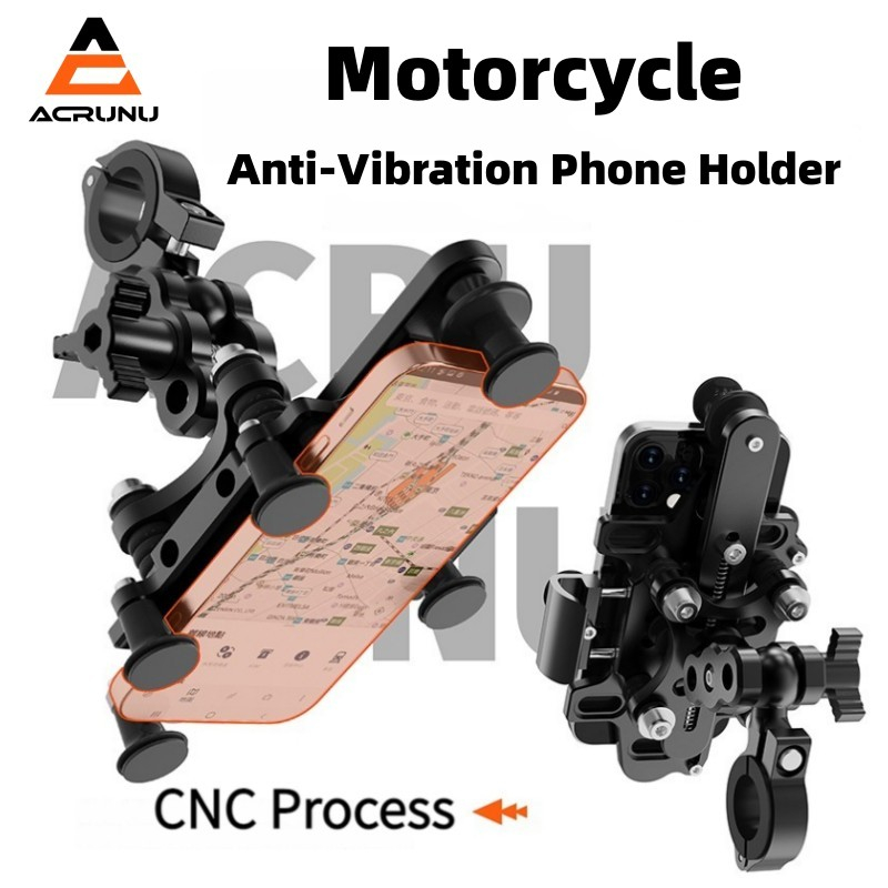 ACRUNU 540° Giá đỡ điện thoại xe máy có thể điều chỉnh Chất liệu hợp kim nhôm với khả năng giảm xóc chống trượt cho xe đạp leo núi Phụ kiện xe đạp đường trường chống rơi phổ thông