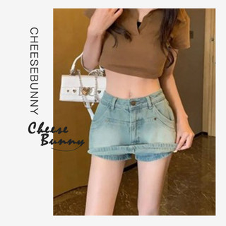 CheeseBunny chân váy bò ngắn váy jean cao cấp(Có quần trong)