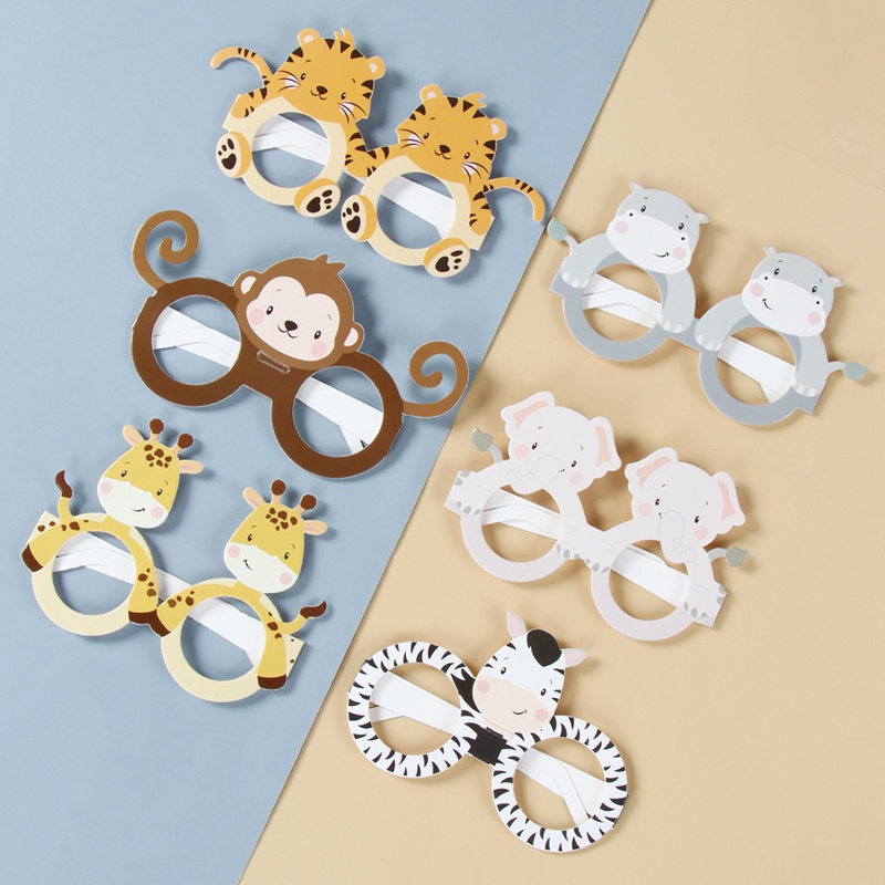 Set 6 Kính Giấy Chủ Đề Động Vật Trang Trí Tiệc Sinh Nhật Cho Bé