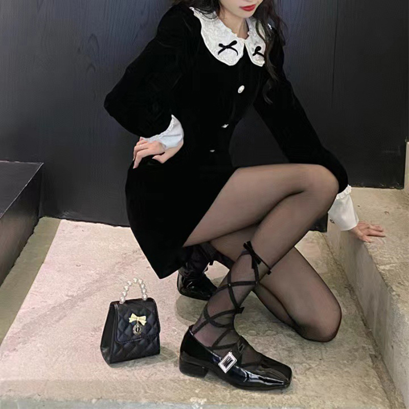 FHYL Quần Tất Vớ Mang Qua Gối Lụa Siêu Mỏng Đính Nơ Phong Cách Lolita Nhật Bản Cho Nữ