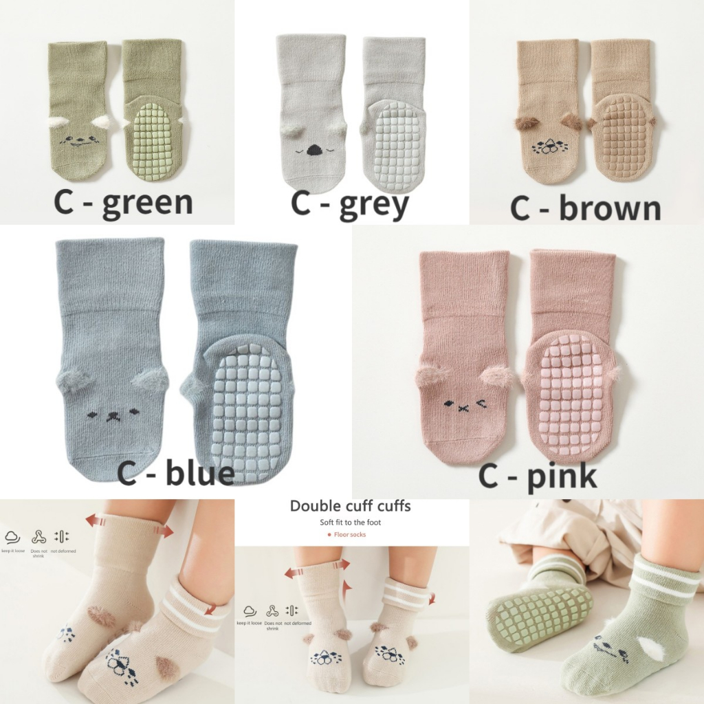 Vớ Cotton Dài Trung Bình Chống Trượt Cho Bé