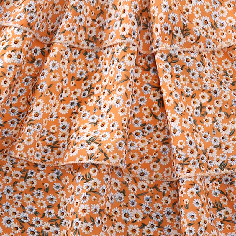 SIYYIS Đầm công chúa xếp tầng hở vai tay phồng in hoa thời trang cho bé gái 5-12 tuổi