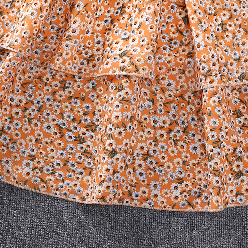 SIYYIS Đầm công chúa xếp tầng hở vai tay phồng in hoa thời trang cho bé gái 5-12 tuổi