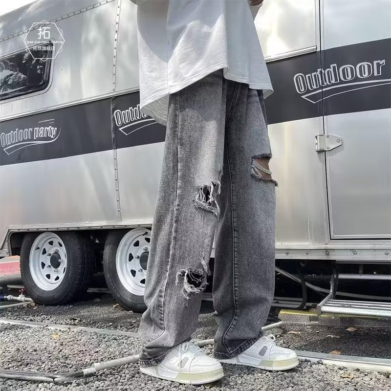 Quần jeans Dài Ống Rộng Phong Cách retro Thời Trang Cho Nam