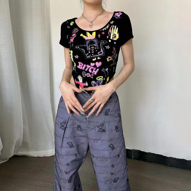 Áo Liền Quần Hở Lưng Dáng Ôm In Họa Tiết Graffiti Gợi Cảm Thời Trang Mùa Hè 2023 Y2K Dành Cho Bạn Nữ | BigBuy360 - bigbuy360.vn