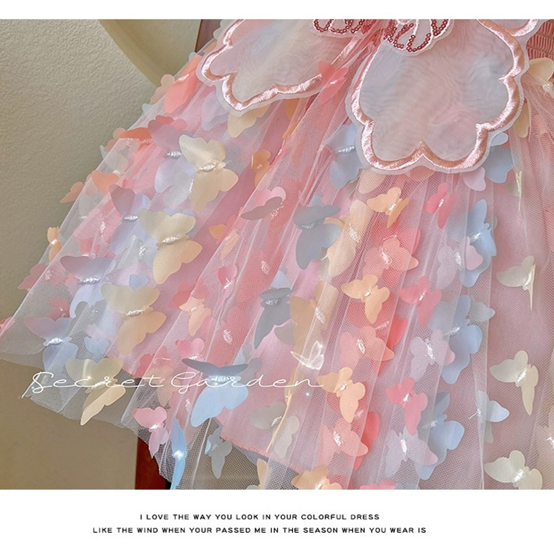 Đầm Công Chúa Hai Dây Họa Tiết Bướm Thời Trang Mùa Hè Hàn Quốc 2023 Mới Cho Bé Gái