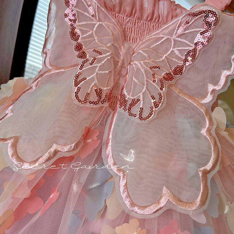 Đầm Công Chúa Hai Dây Họa Tiết Bướm Thời Trang Mùa Hè Hàn Quốc 2023 Mới Cho Bé Gái