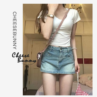 CheeseBunny Chân váy jean Quần giả chân váy jean dáng ngắn sexy nữ