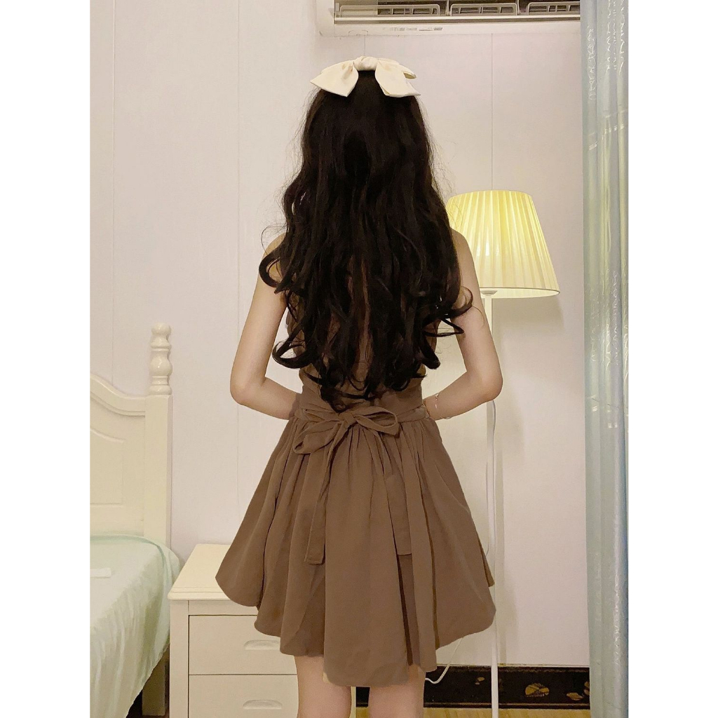 Đầm Sơ Mi Cổ polo Không Tay Thiết Kế Thắt Dây Nhấn Eo Phong Cách Mới Dành Cho Nữ