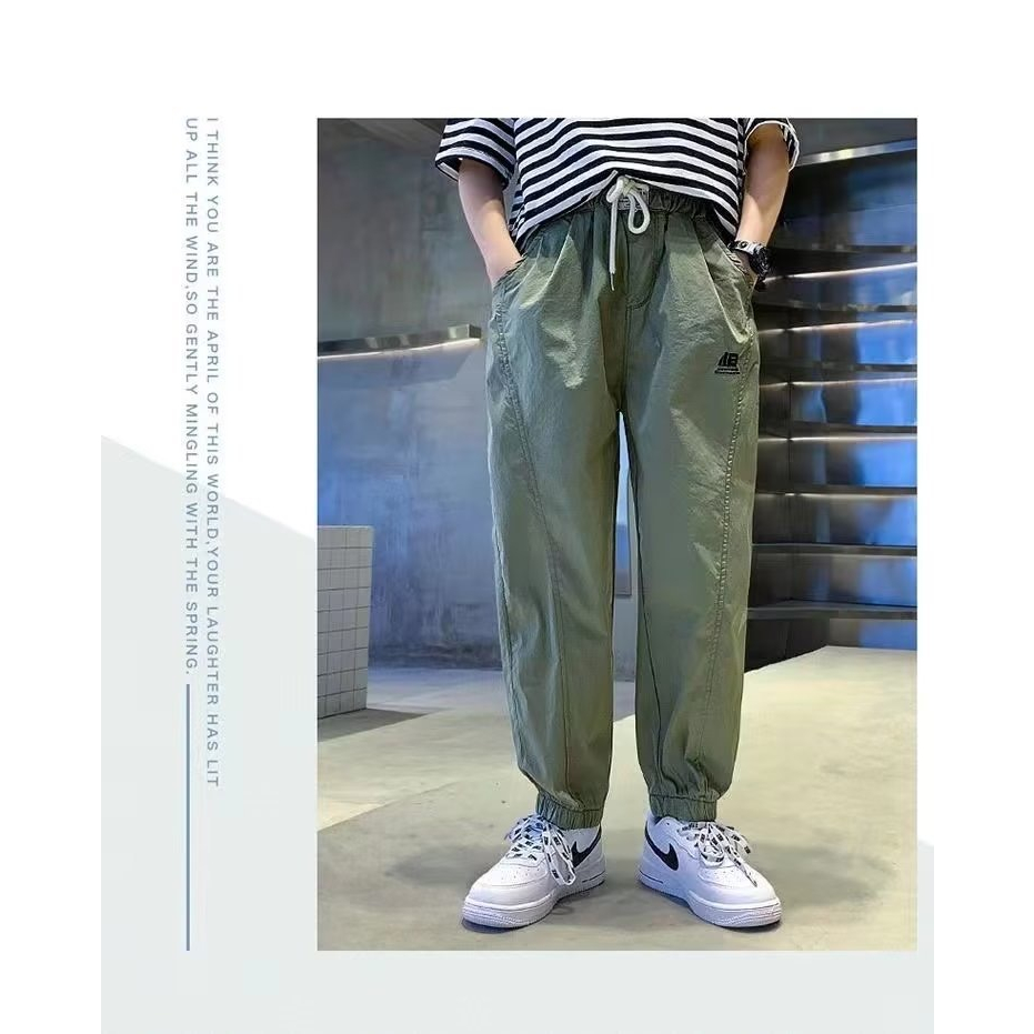 Thời Trang Quần jogger cotton Trơn Thoáng Khí Có Túi Bên Hông Phong Cách Hàn Quốc Dành Cho Bé Trai