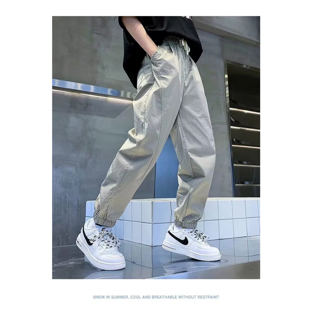 Thời Trang Quần jogger cotton Trơn Thoáng Khí Có Túi Bên Hông Phong Cách Hàn Quốc Dành Cho Bé Trai