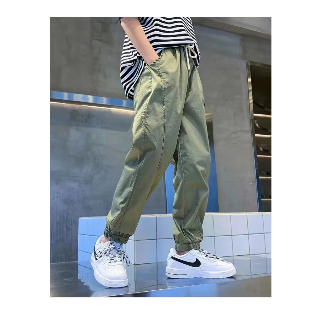Thời Trang Quần jogger cotton Trơn Thoáng Khí Có Túi Bên Hông Phong Cách Hàn Quốc Dành Cho Bé Trai